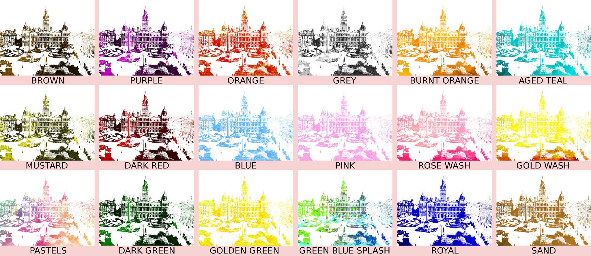 Glasgow City Skyline Print Landscape Poster Feature Wall Art