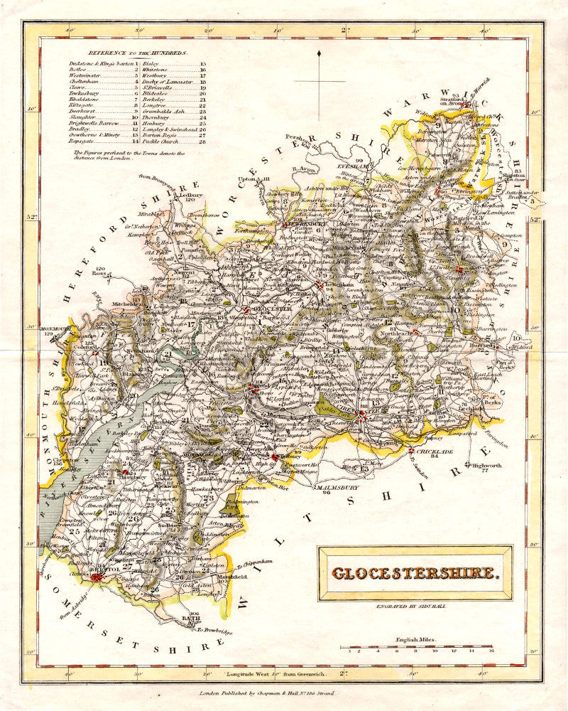 Gloucestershire County Map Print Vintage Poster Old Map as Art - OnTrendAndFab
