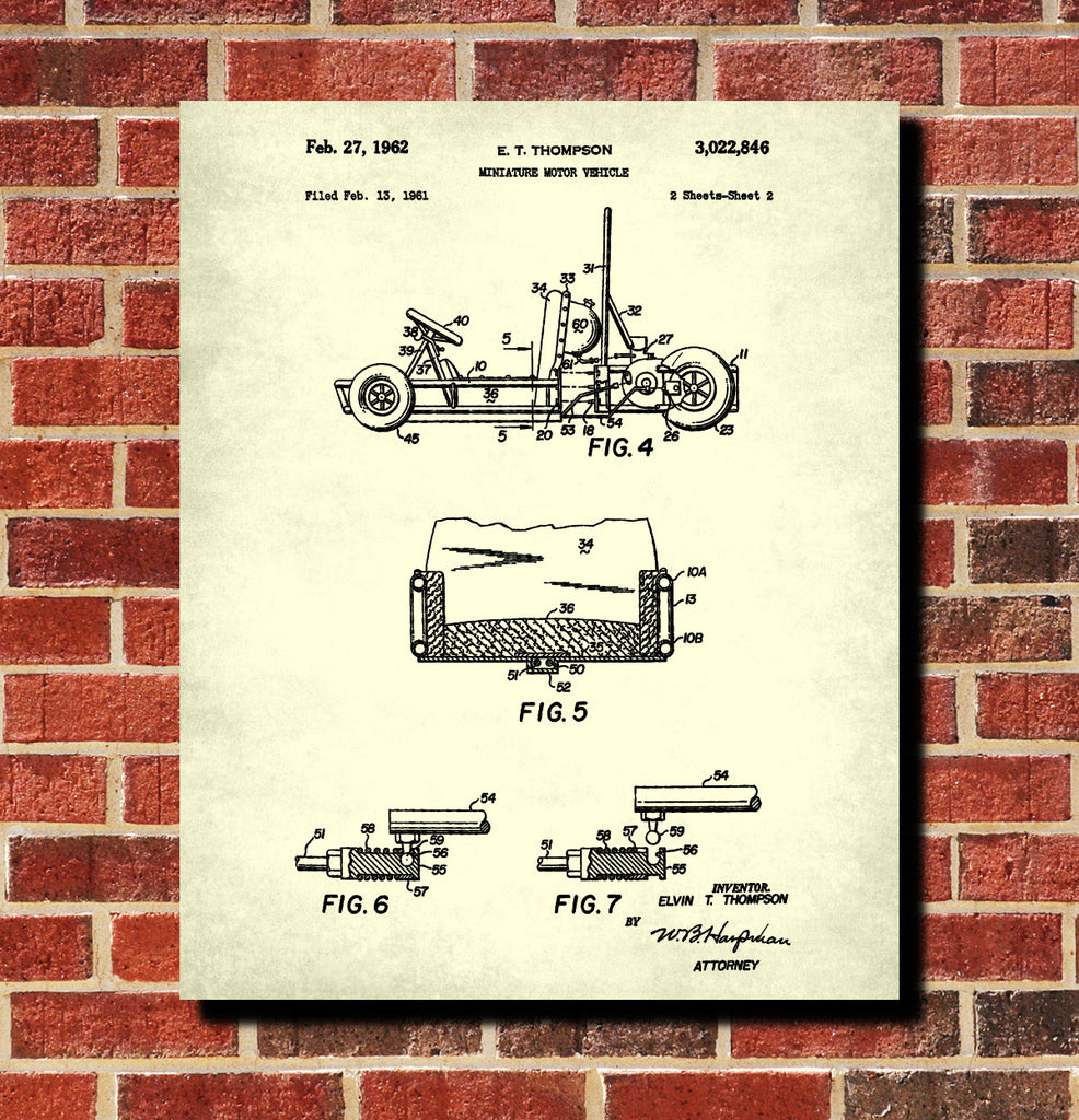 Go Kart Patent Print Racing Wall Art Track Car Poster