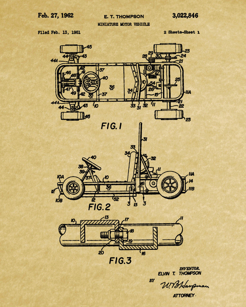 Gokarting Patent Print Racing Blueprint Track Car Poster