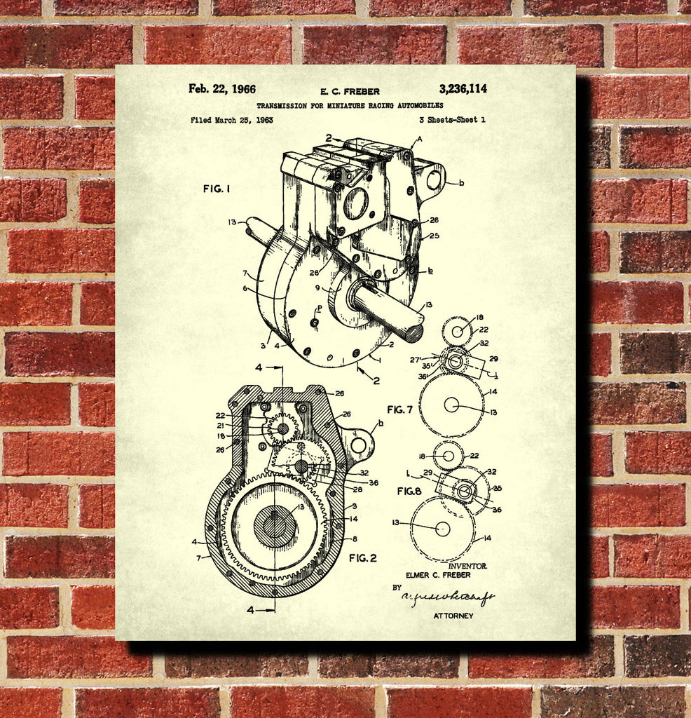 Go Kart Patent Print Racing Blueprint Track Car Transmission Poster