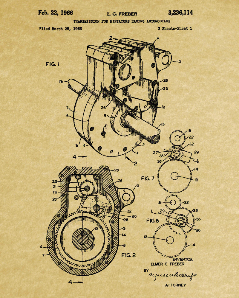 Go Kart Patent Print Racing Blueprint Track Car Transmission Poster