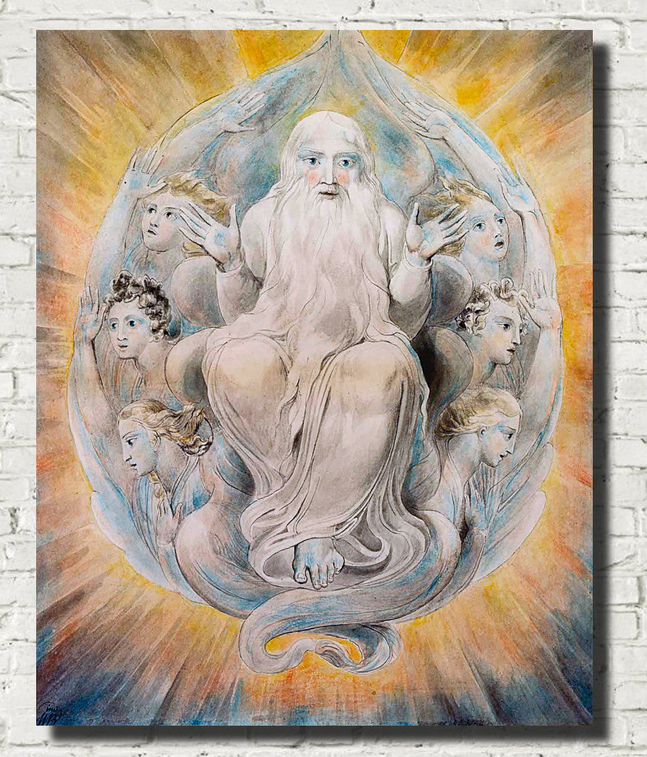 William Blake Fine Art Print, God Blessing the 7th Day