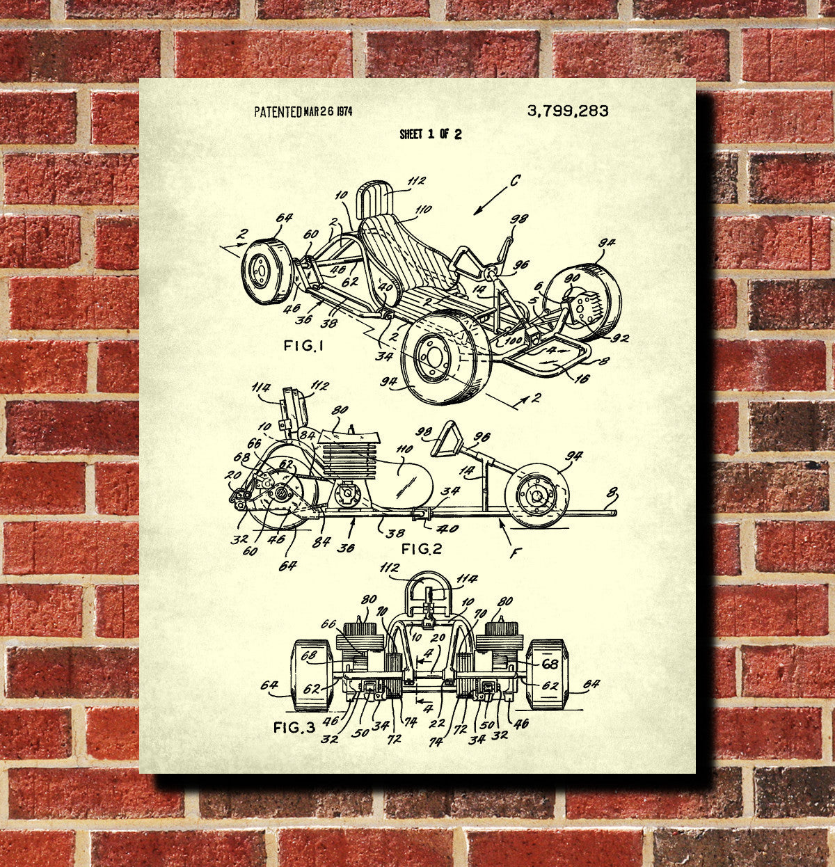 Go Kart Patent Print Racing Blueprint Track Car Poster 