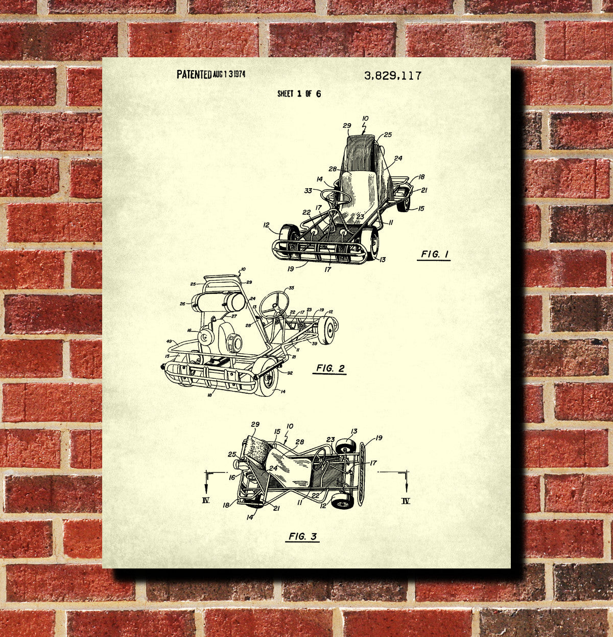 Gokart Patent Print Racing Blueprint Track Car Poster