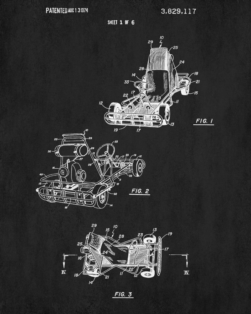 Gokart Patent Print Racing Blueprint Track Car Poster