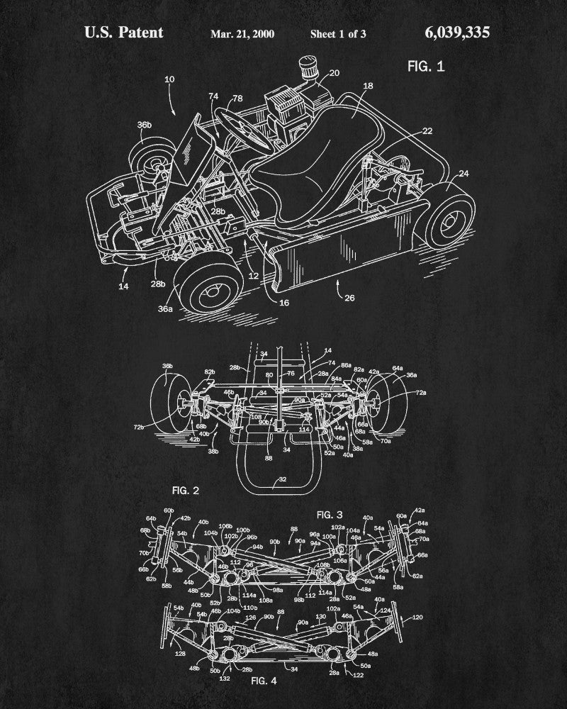 Gokart Patent Print Racing Blueprint Track Car Poster