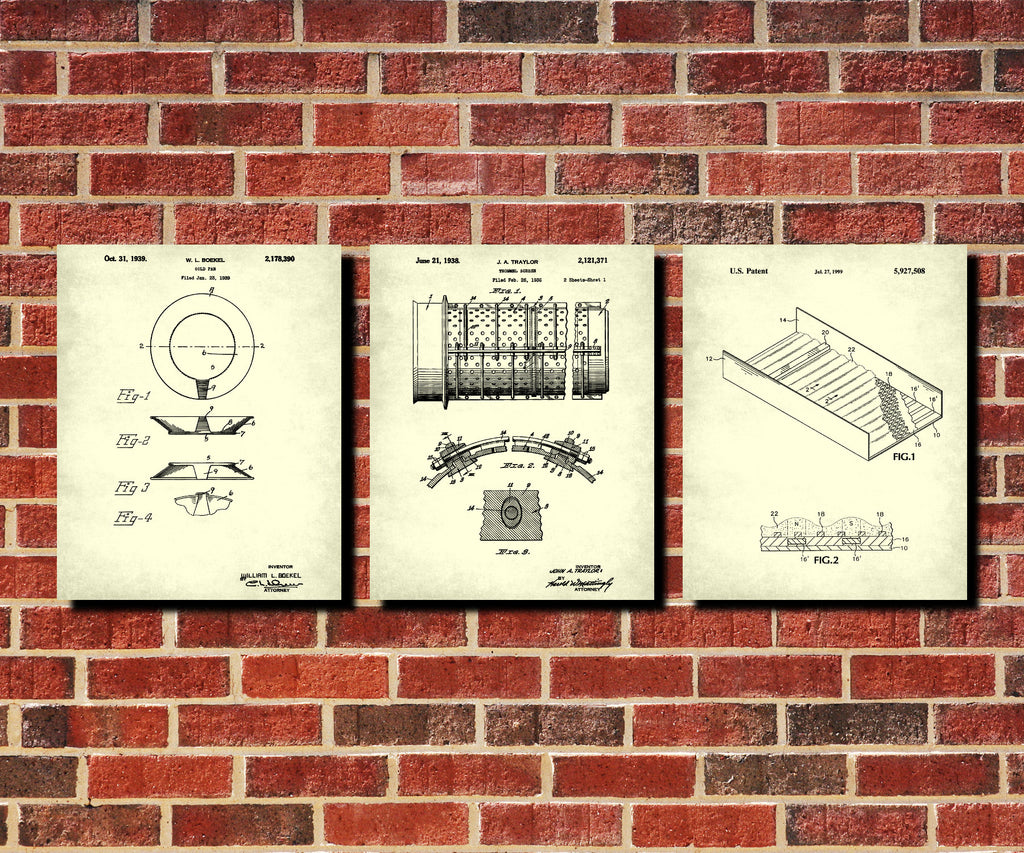 Gold Rush Posters Mining Patent Prints Set 3 Klondike