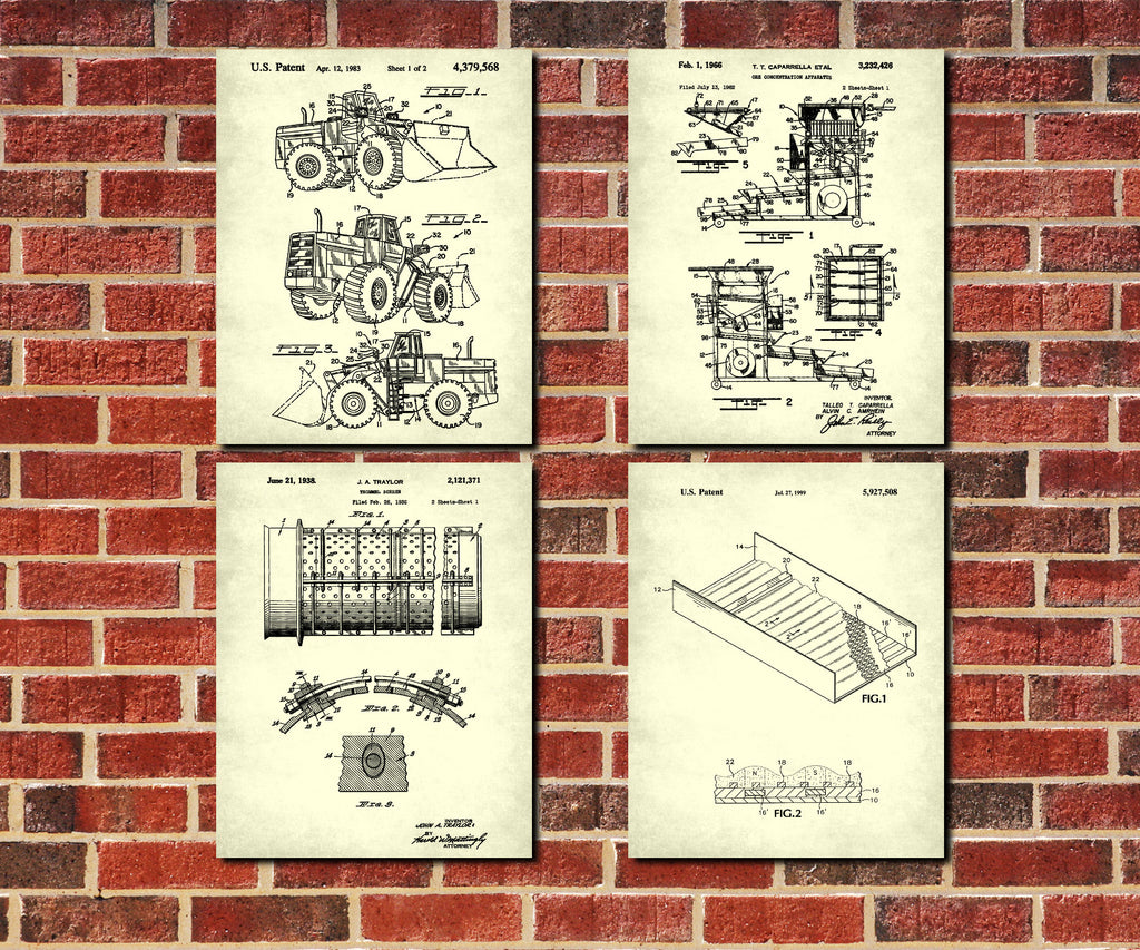 Gold Mining Patent Prints Set 4 Klondike Gold Rush Posters