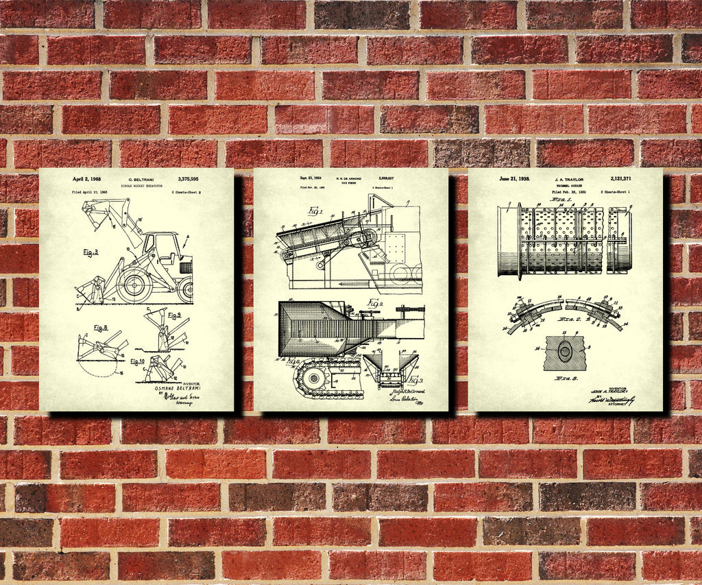 Klondike Gold Rush Blueprint Posters Mining Patent Prints Set 3F