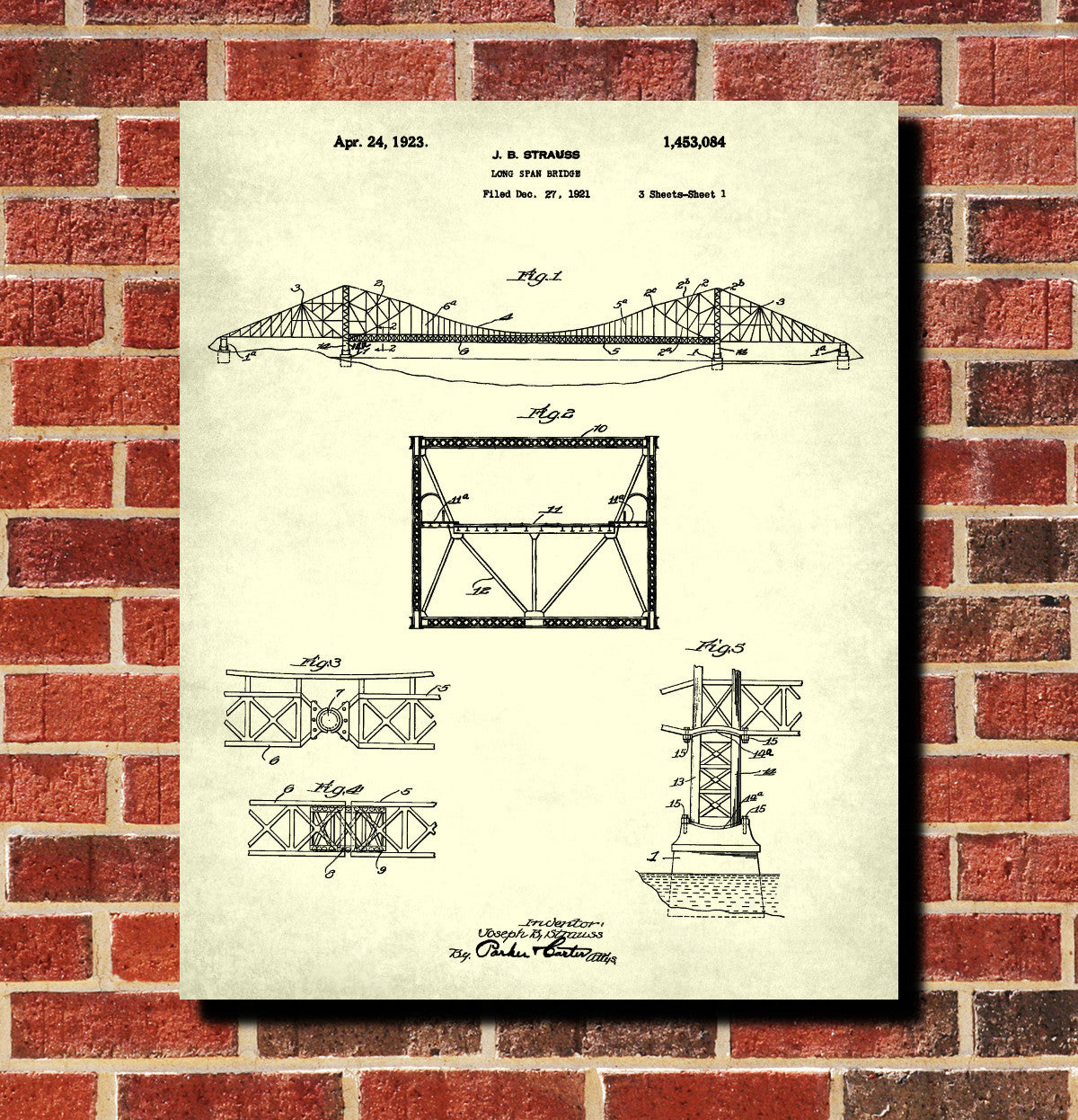 Golden Gate Bridge Patent Print Suspension Bridge Blueprint – GalleryThane