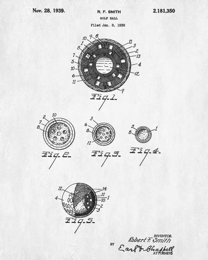 Golf Ball Patent Print Golfer Blueprint Golfing Poster - OnTrendAndFab