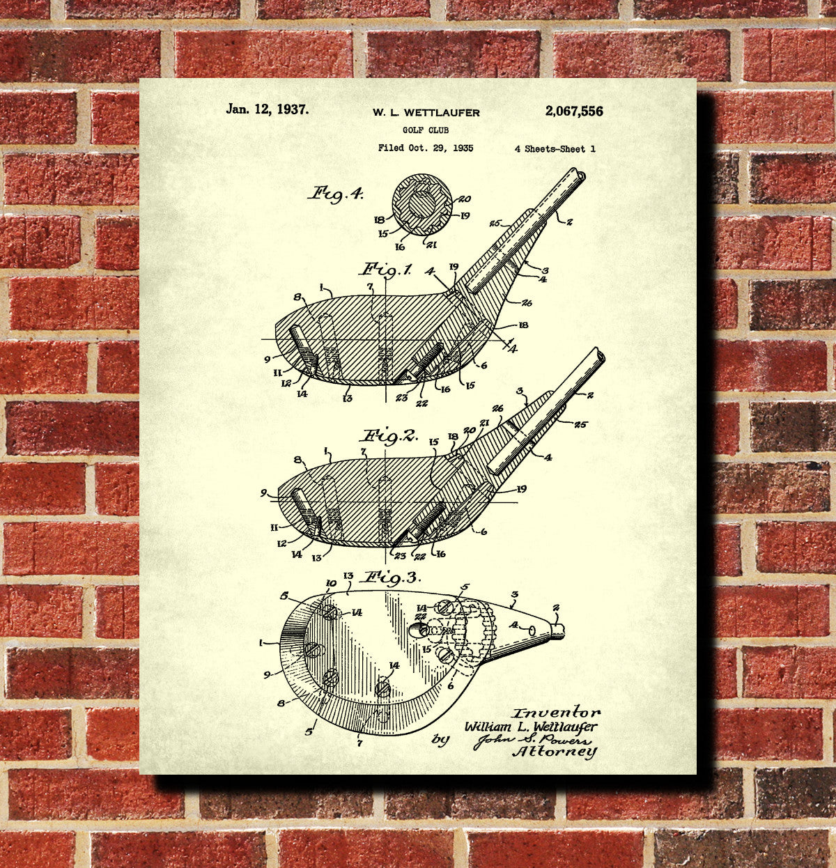 Golf Club Patent Print Golfer Wall Art Golfing Poster