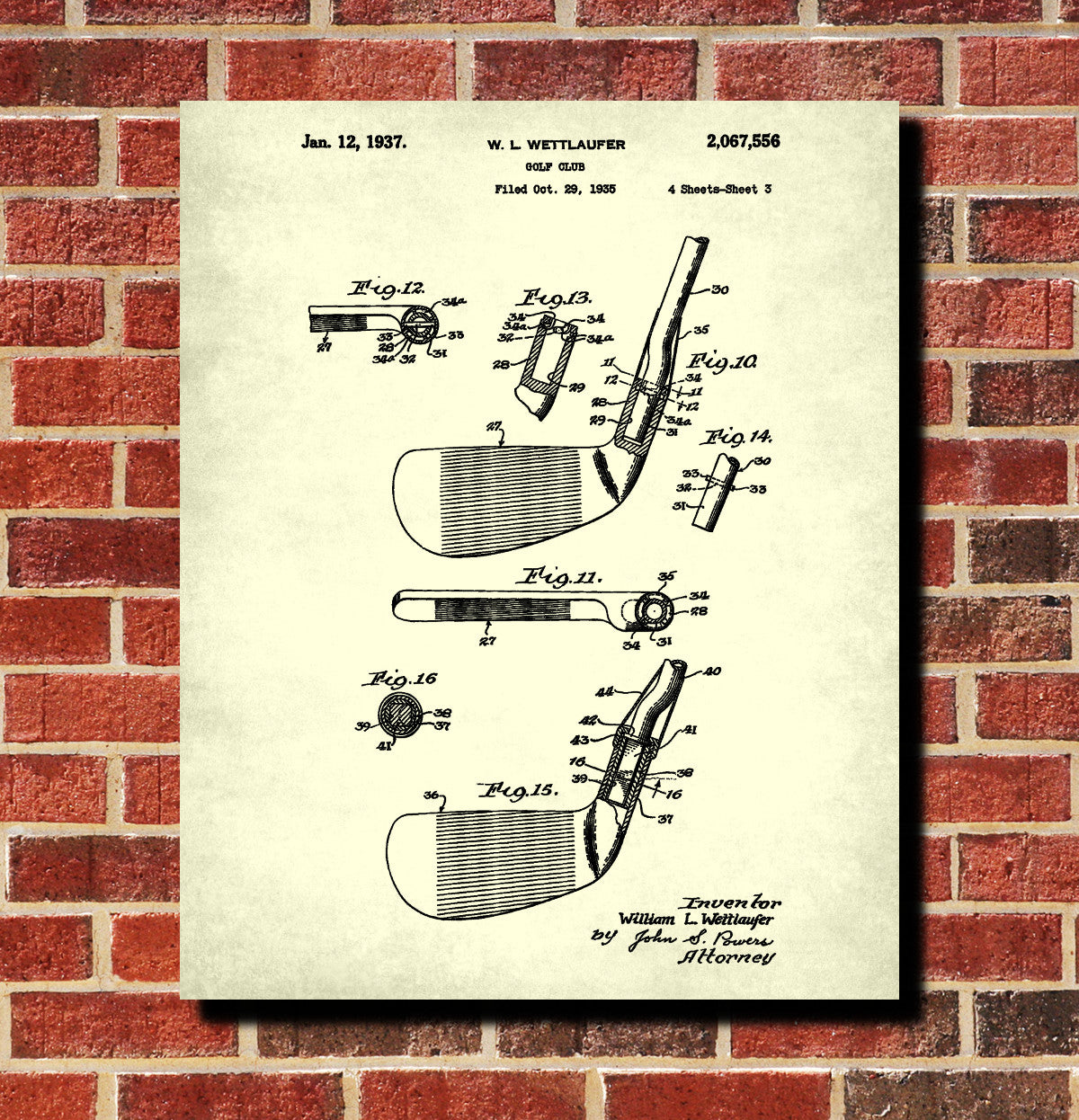 Golf Club Patent Print Golfer Wall Art Golfing Poster
