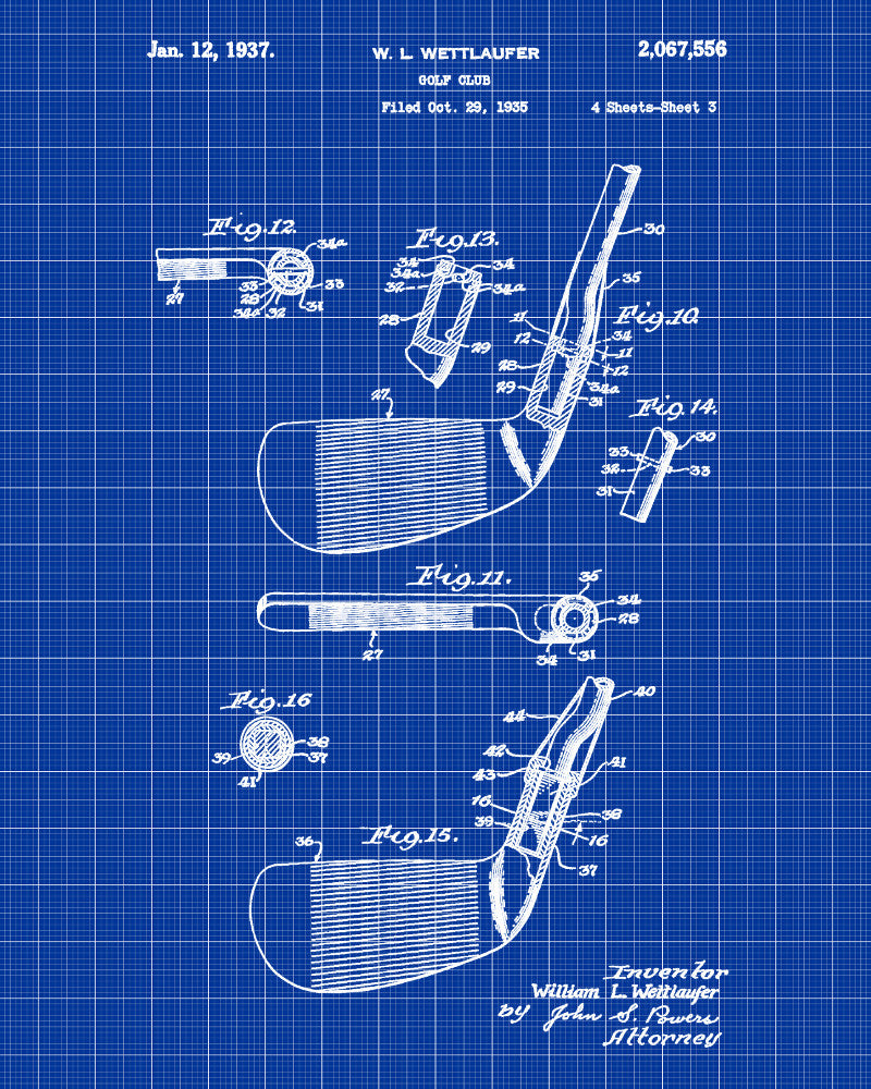 Golf Club Patent Print Golfer Wall Art Golfing Poster