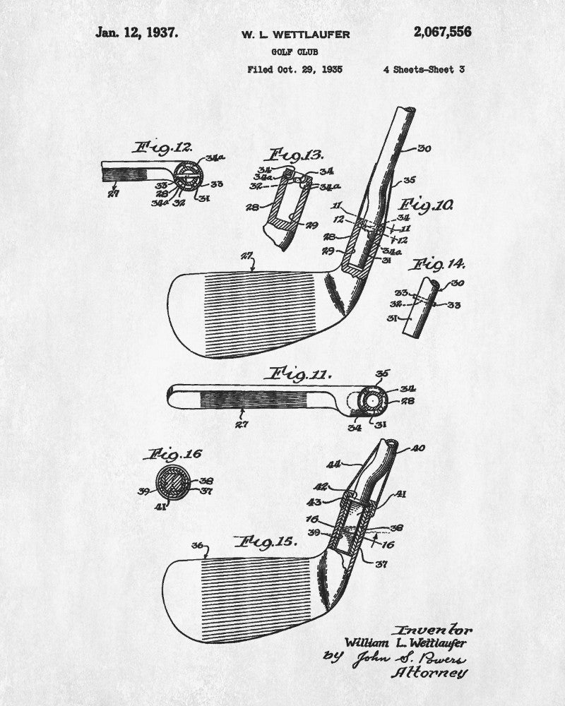 Golf Club Patent Print Golfer Wall Art Golfing Poster