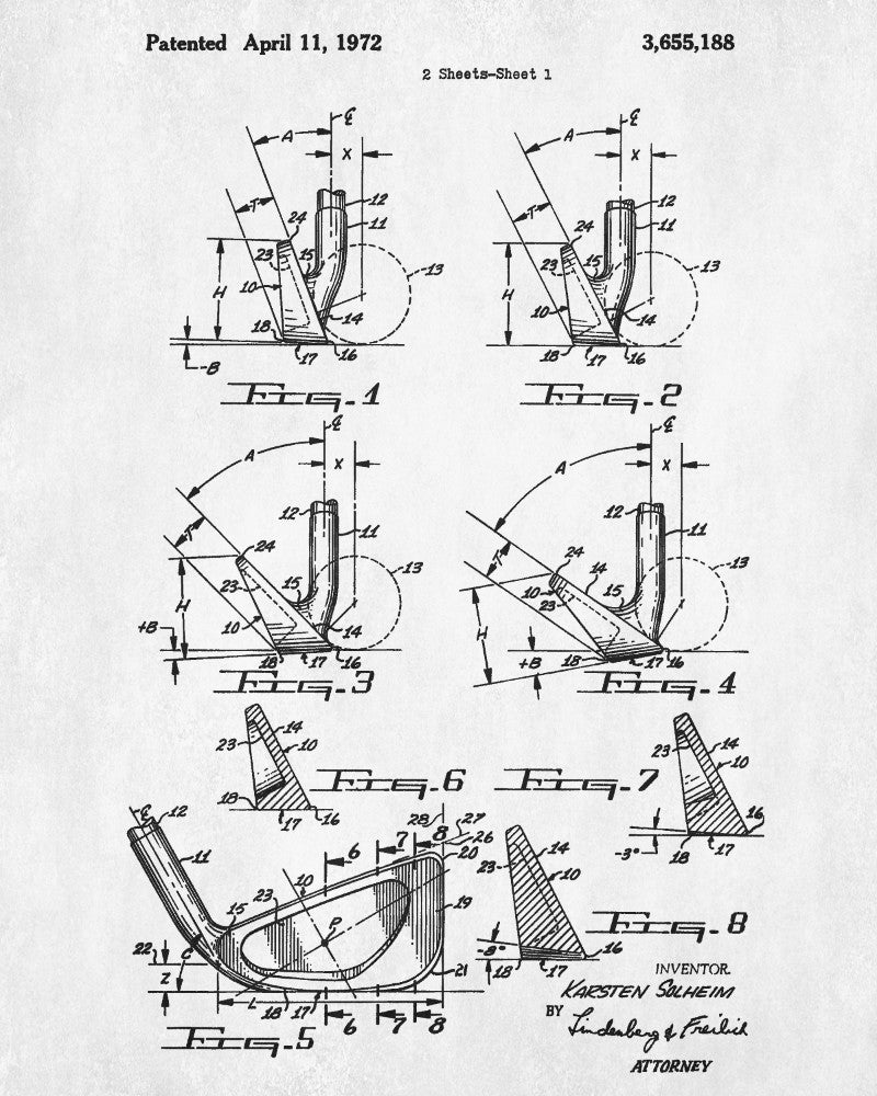 Golf Club Patent Print Golfer Wall Art Golfing Poster