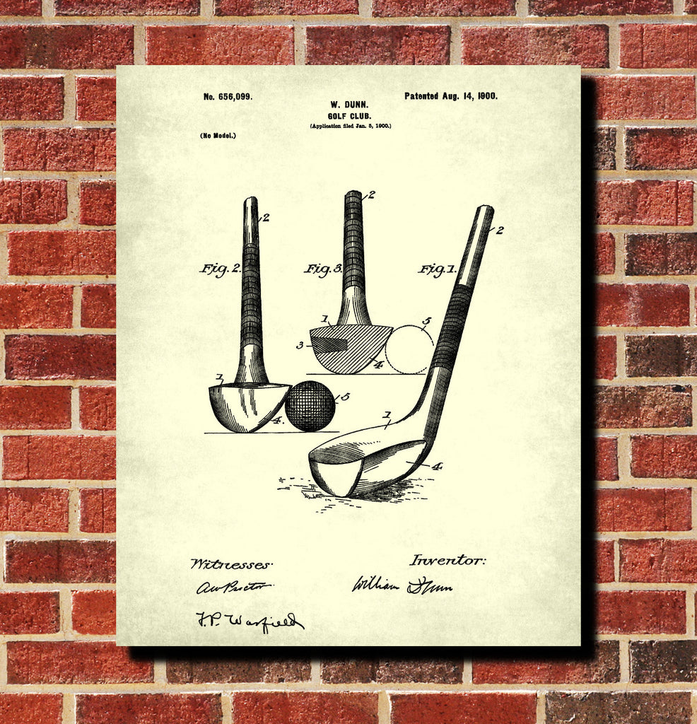 Golf Club Patent Print Golfing Blueprint Golfer Poster Decor
