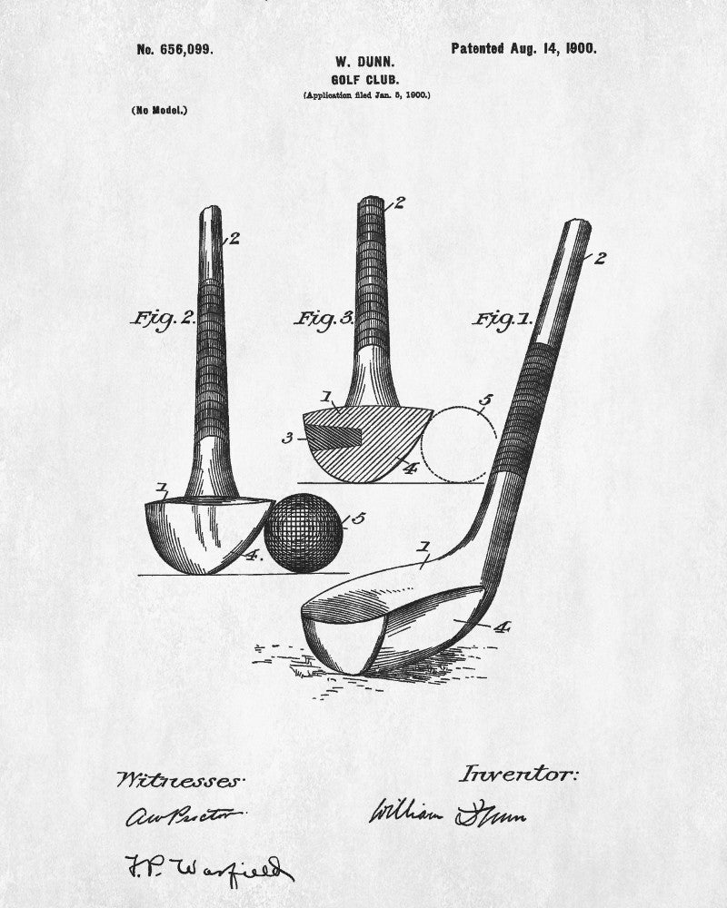 Golf Club Patent Print Golfing Blueprint Golfer Poster Decor