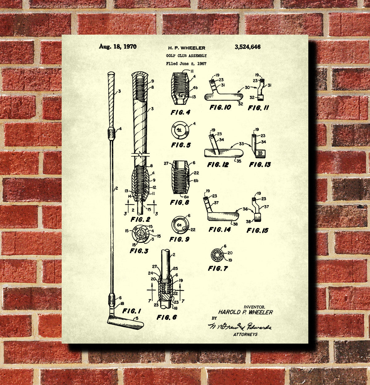 Golf Club Patent Print Golfer Wall Art Golfing Poster