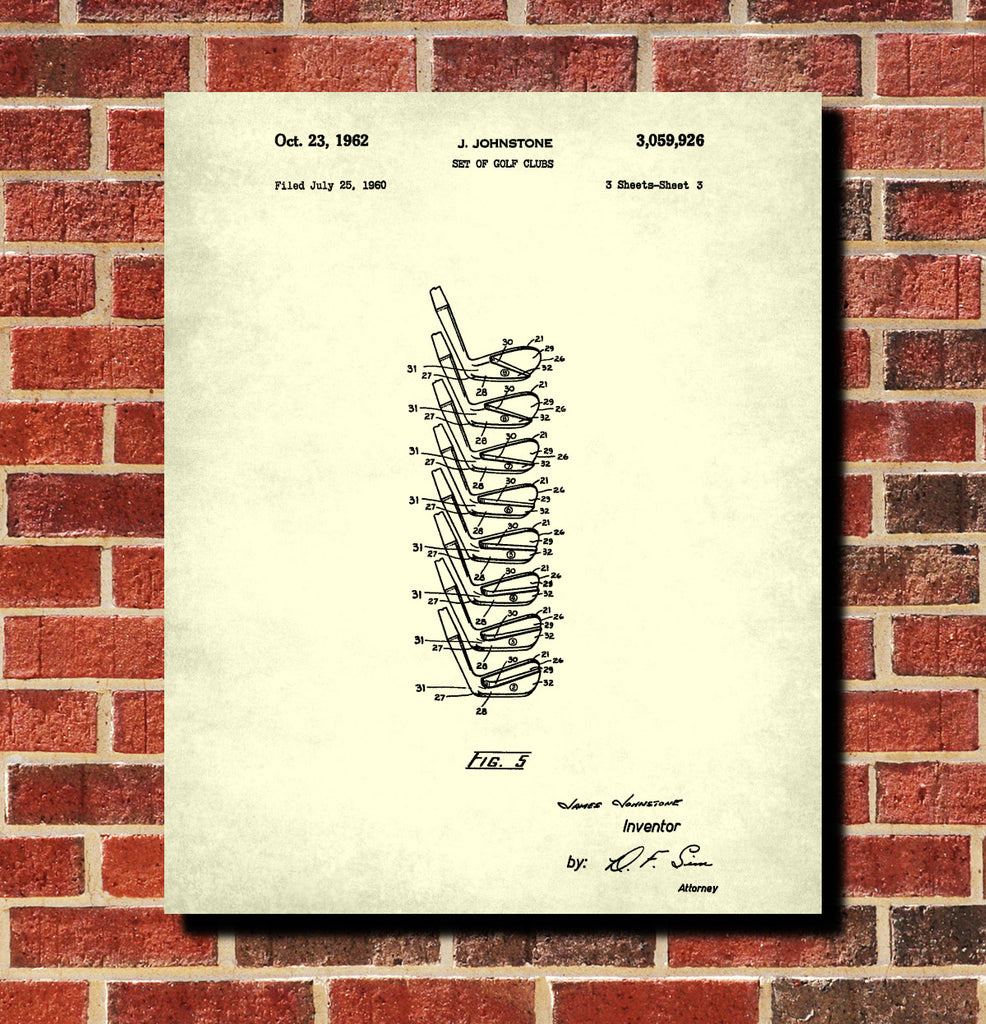 Golf Club Patent Print Golfer Wall Art Golfing Poster