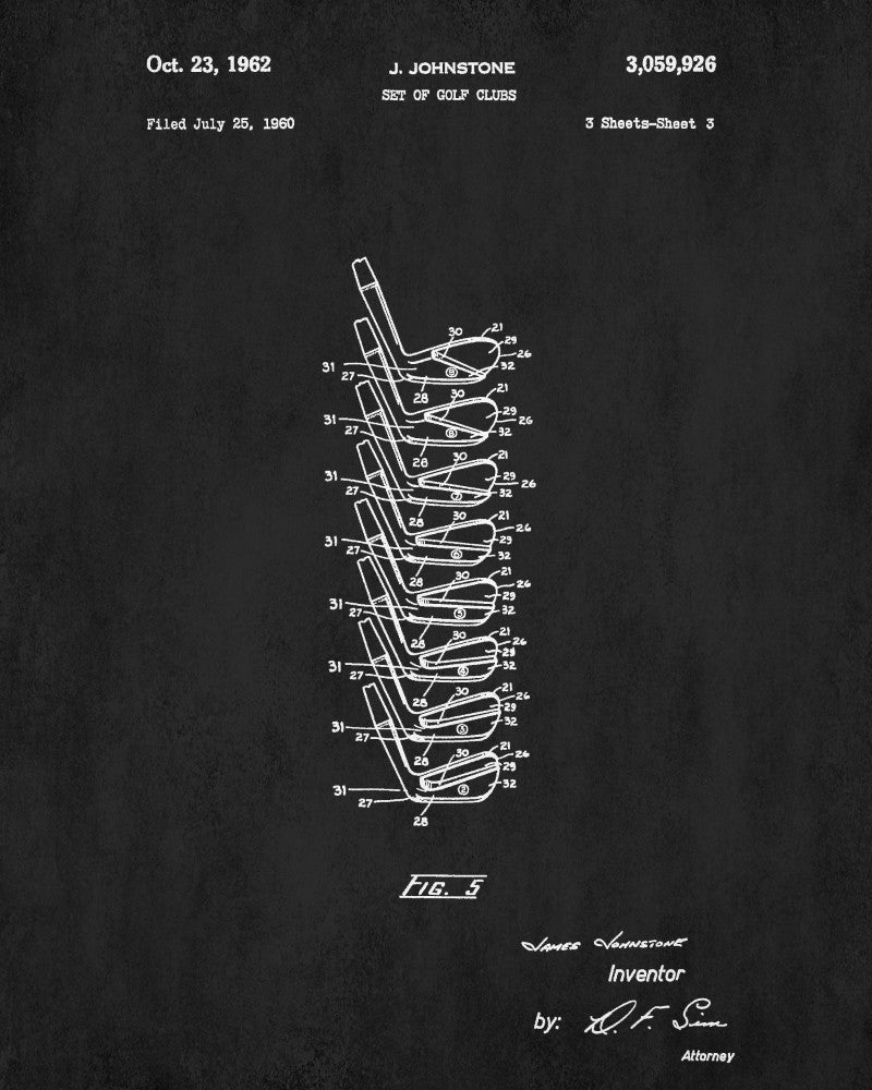 Golf Club Patent Print Golfer Wall Art Golfing Poster