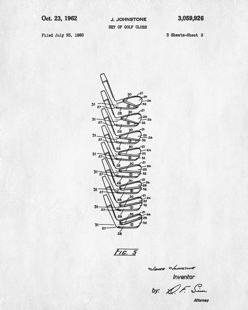 Golf Club Patent Print Golfer Wall Art Golfing Poster