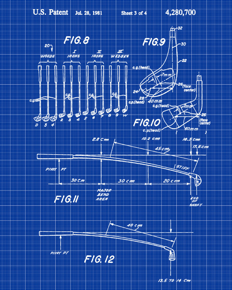 Golf Club Patent Print Golfer Wall Art Golfing Poster