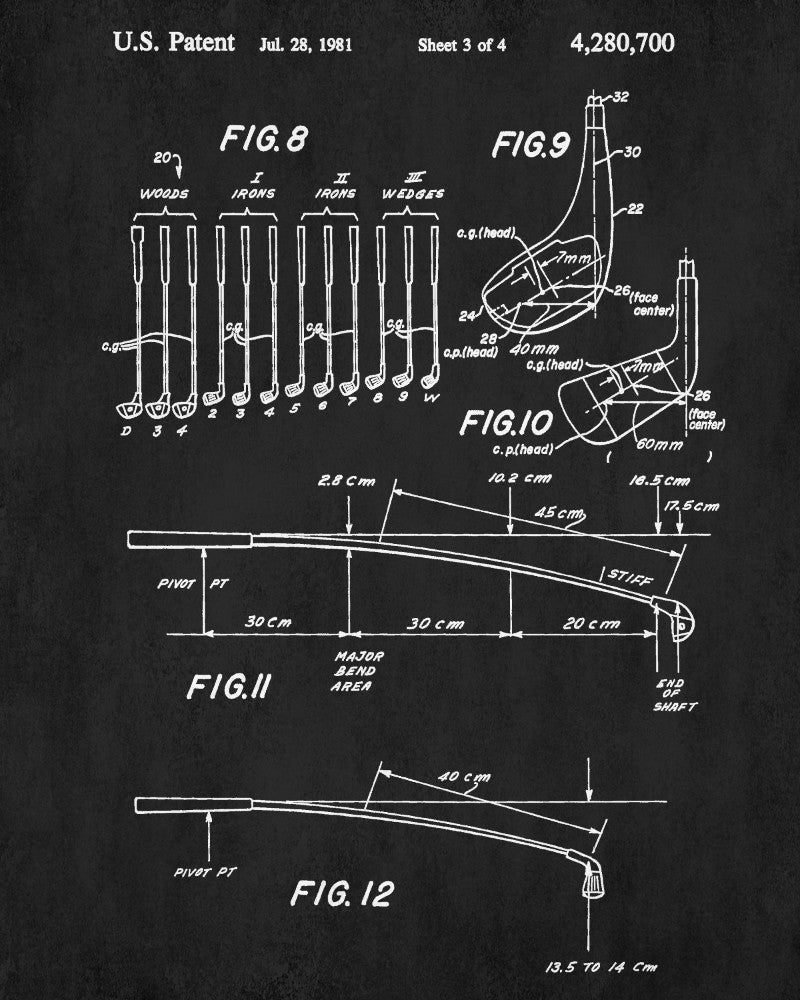 Golf Club Patent Print Golfer Wall Art Golfing Poster