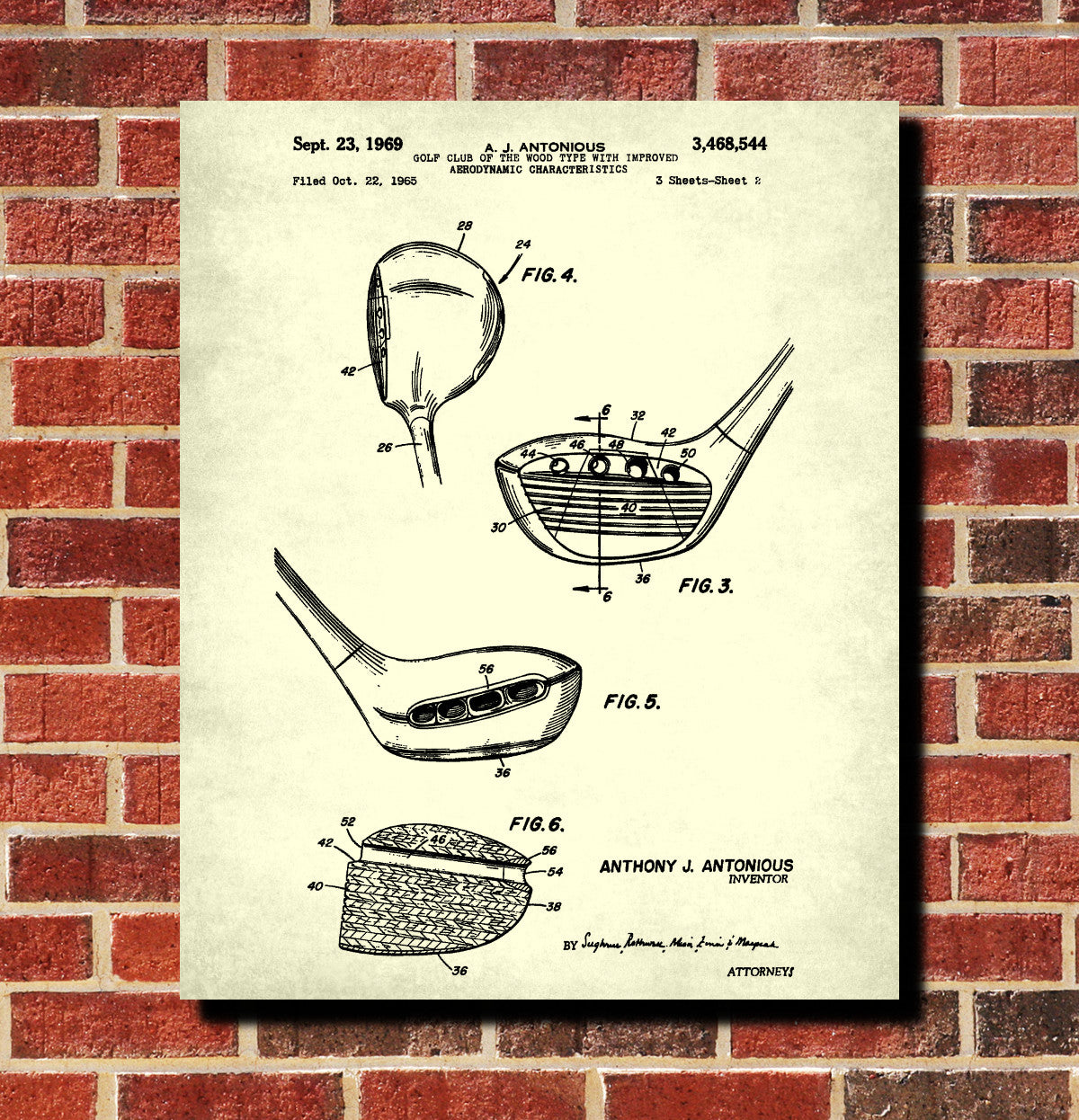 Golf Club Patent Print Golfer Wall Art Golfing Poster