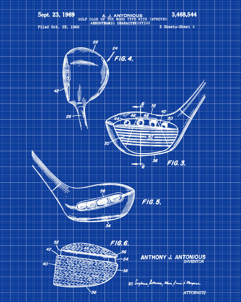 Golf Club Patent Print Golfer Wall Art Golfing Poster