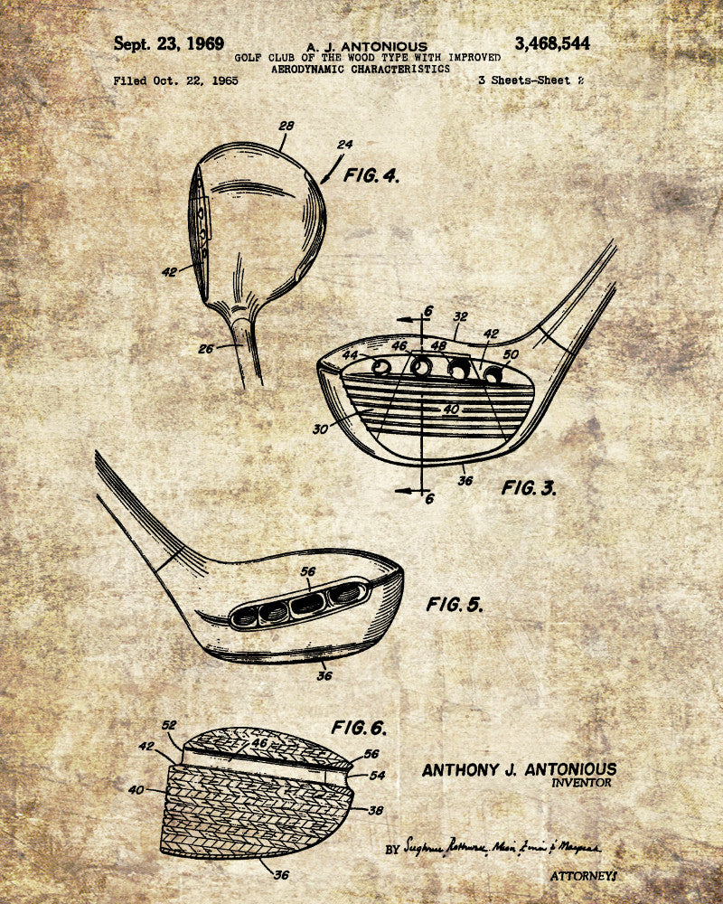 Golf Club Patent Print Golfer Wall Art Golfing Poster