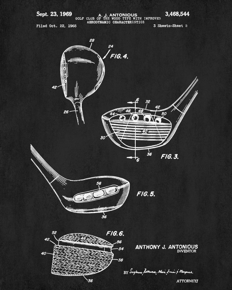 Golf Club Patent Print Golfer Wall Art Golfing Poster