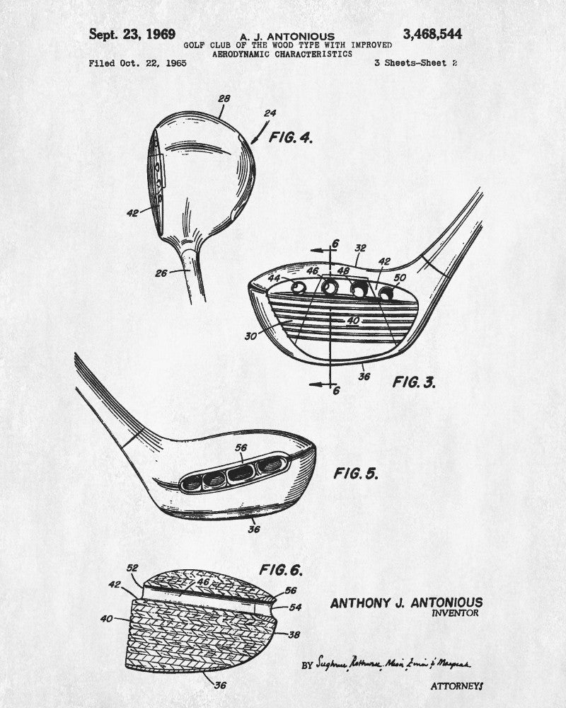 Golf Club Patent Print Golfer Wall Art Golfing Poster