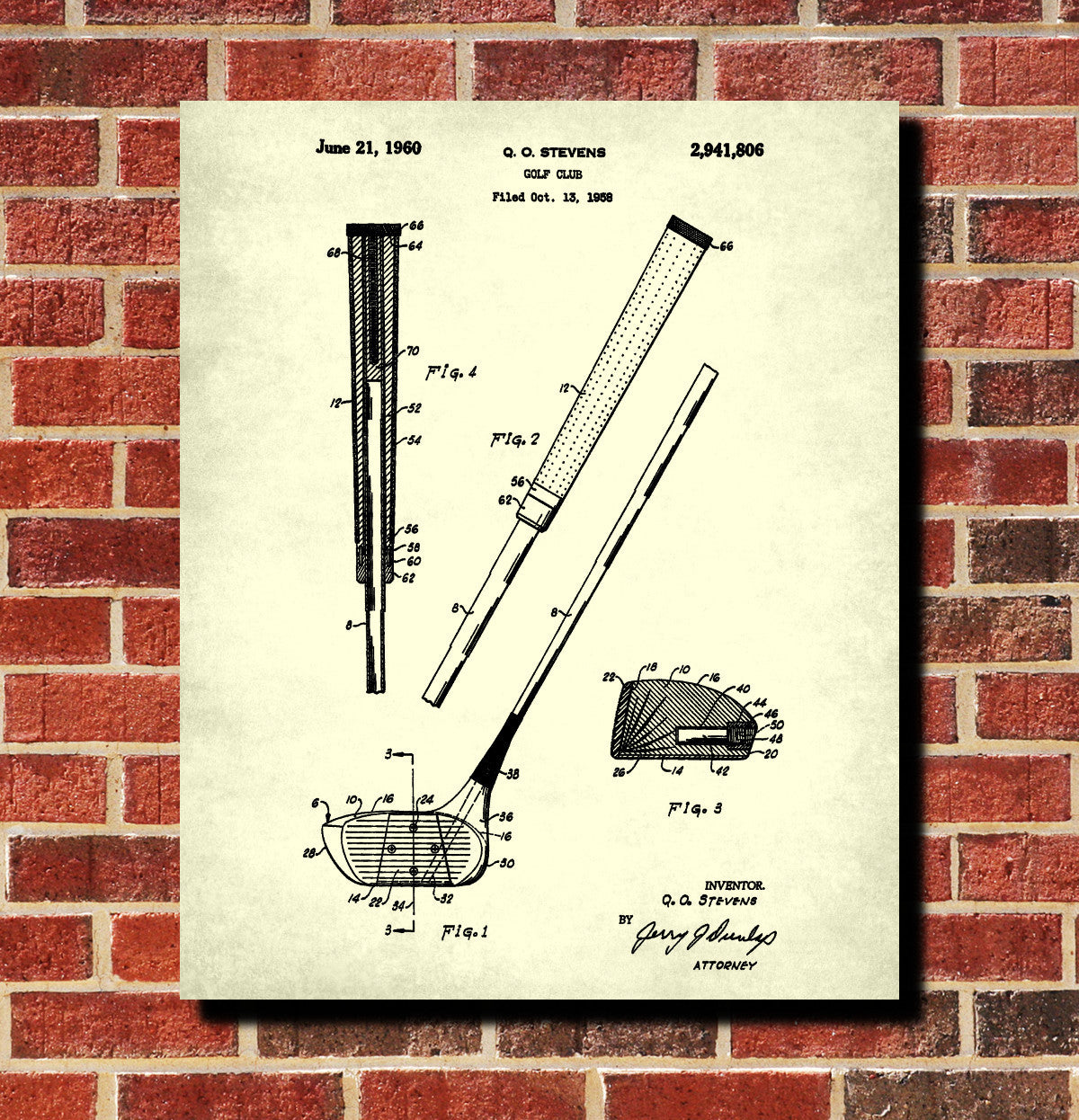 Golf Club Blueprint Golfer Poster Golfing Patent Print Wall Art