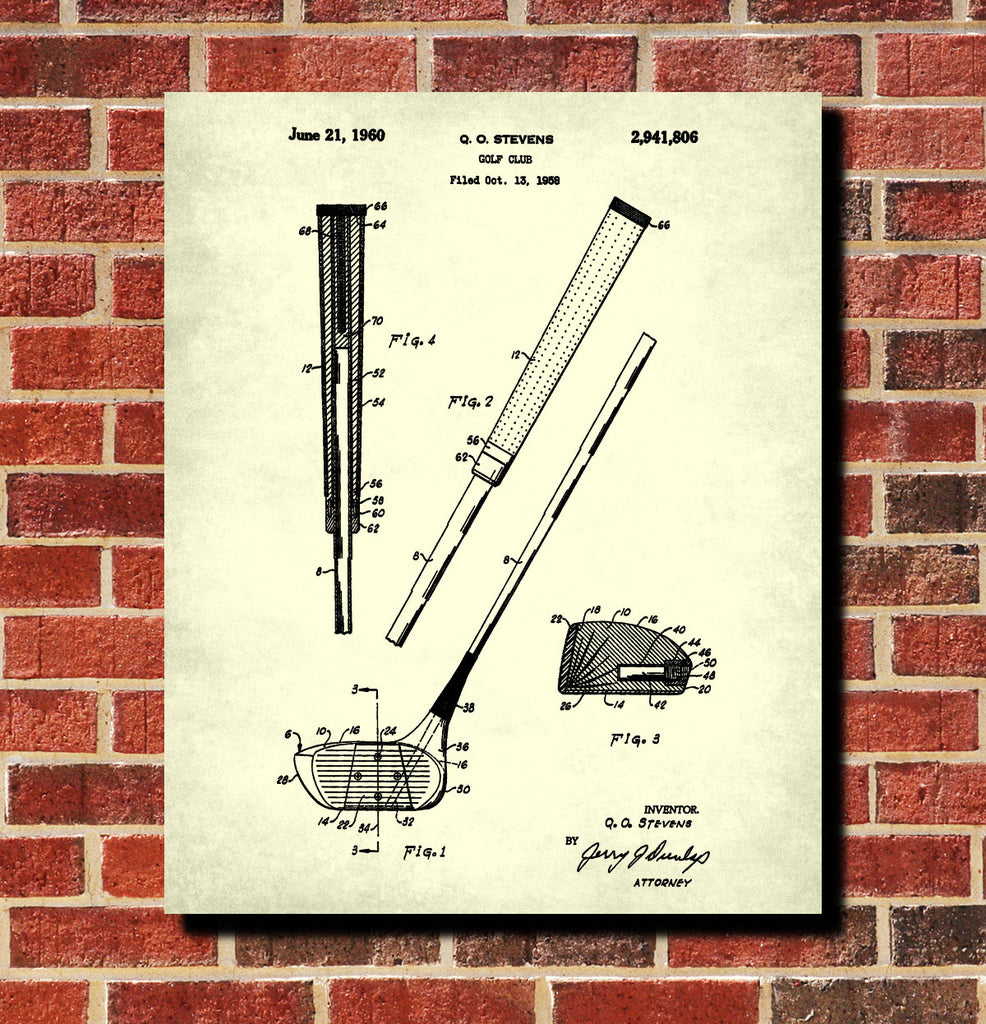 Golf Club Blueprint Golfer Poster Golfing Patent Print Wall Art