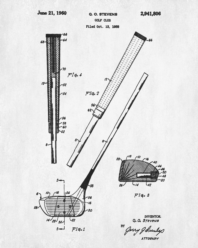 Golf Club Blueprint Golfer Poster Golfing Patent Print Wall Art