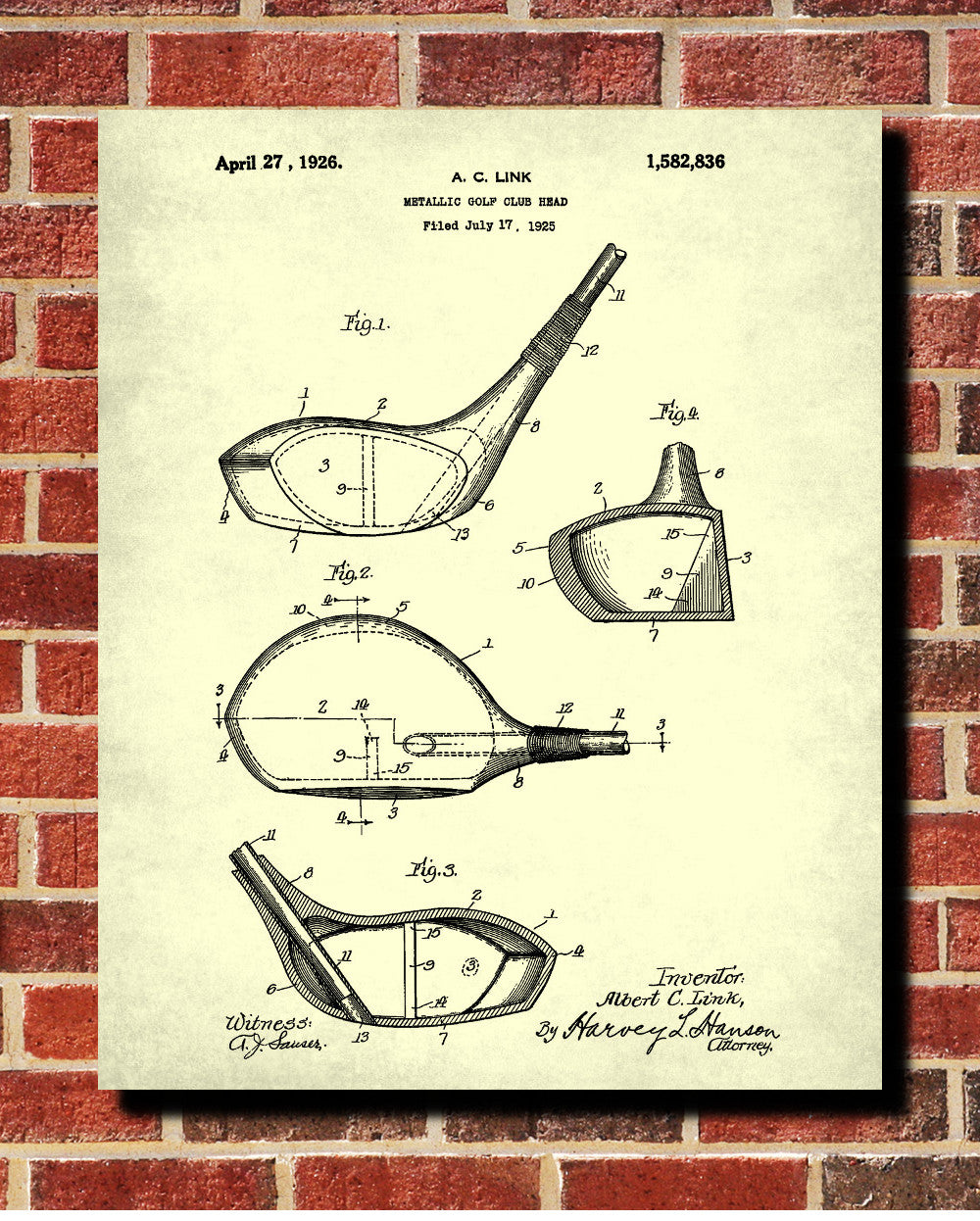 Golf Club Patent Print Golfing Blueprint Golfer Poster - OnTrendAndFab