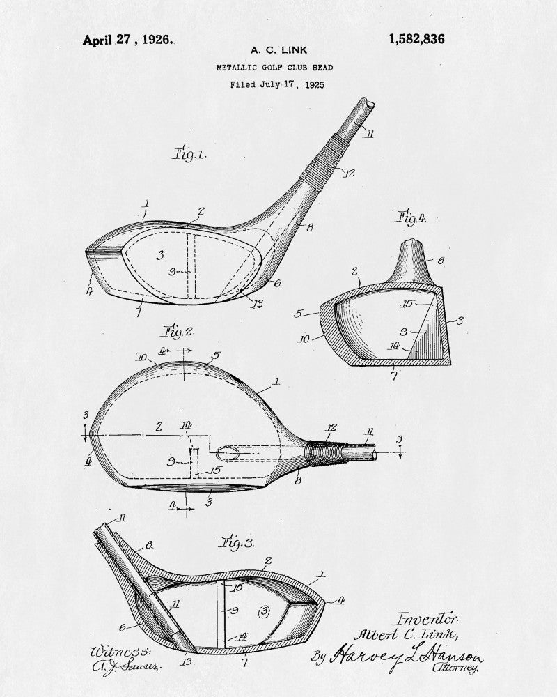 Golf Club Patent Print Golfing Blueprint Golfer Poster - OnTrendAndFab
