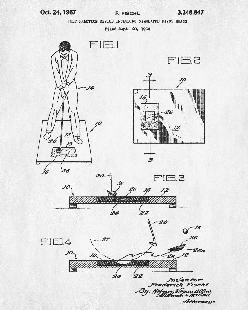 Golf Practice Patent Print Golfing Gift Golfer Poster