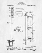 Golf Flag Patent Print Golfing Blueprint Golfer Poster