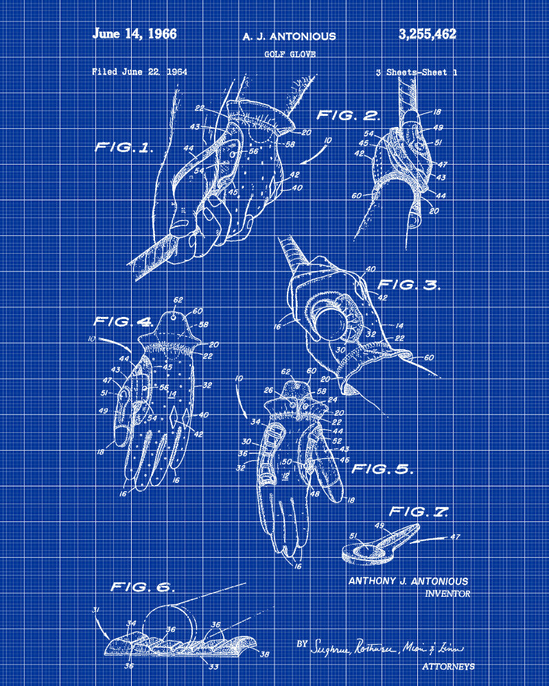 Golf Glove Patent Print Golfing Gift Golfer Poster