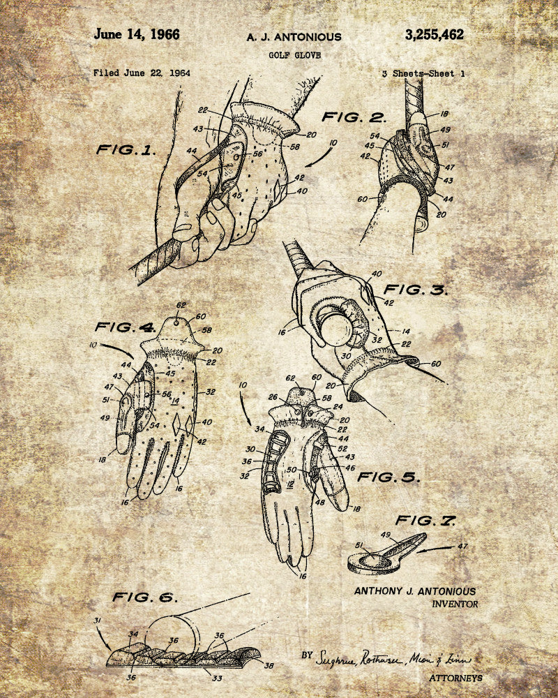 Golf Glove Patent Print Golfing Gift Golfer Poster