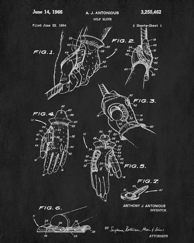 Golf Glove Patent Print Golfing Gift Golfer Poster