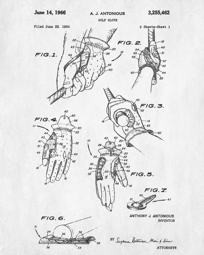 Golf Glove Patent Print Golfing Gift Golfer Poster