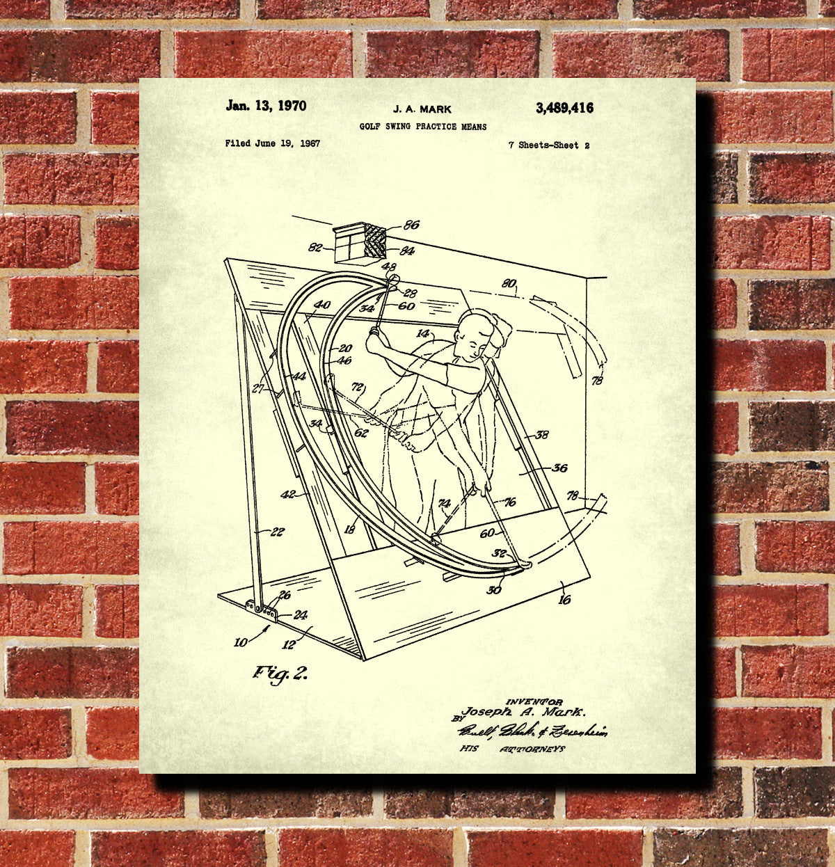 Golfing Swing Patent Print Golf Gift Golfer Poster