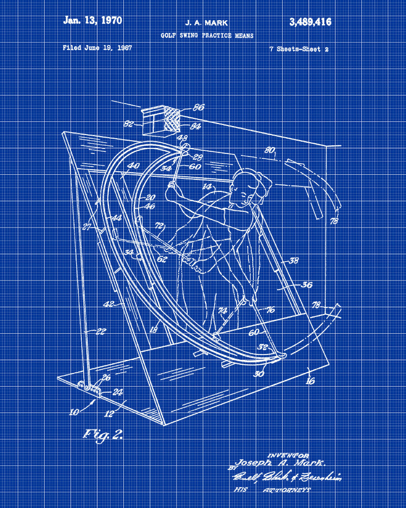 Golfing Swing Patent Print Golf Gift Golfer Poster