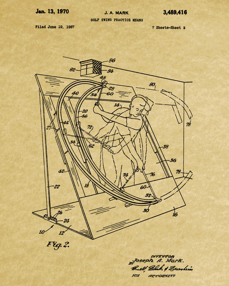 Golfing Swing Patent Print Golf Gift Golfer Poster