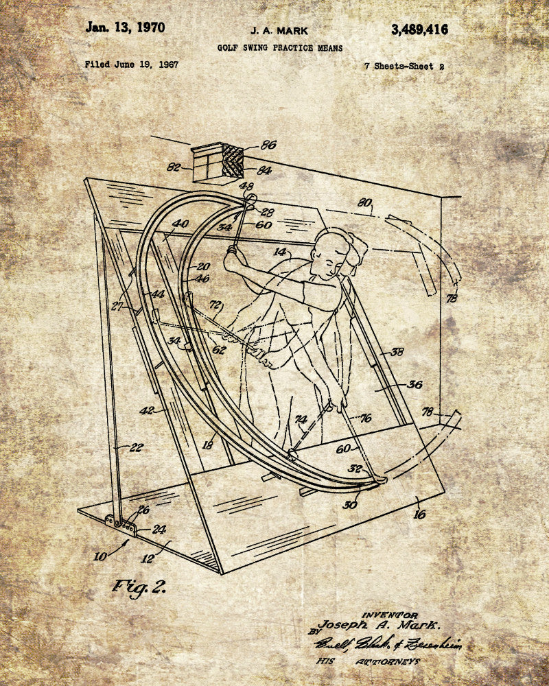 Golfing Swing Patent Print Golf Gift Golfer Poster