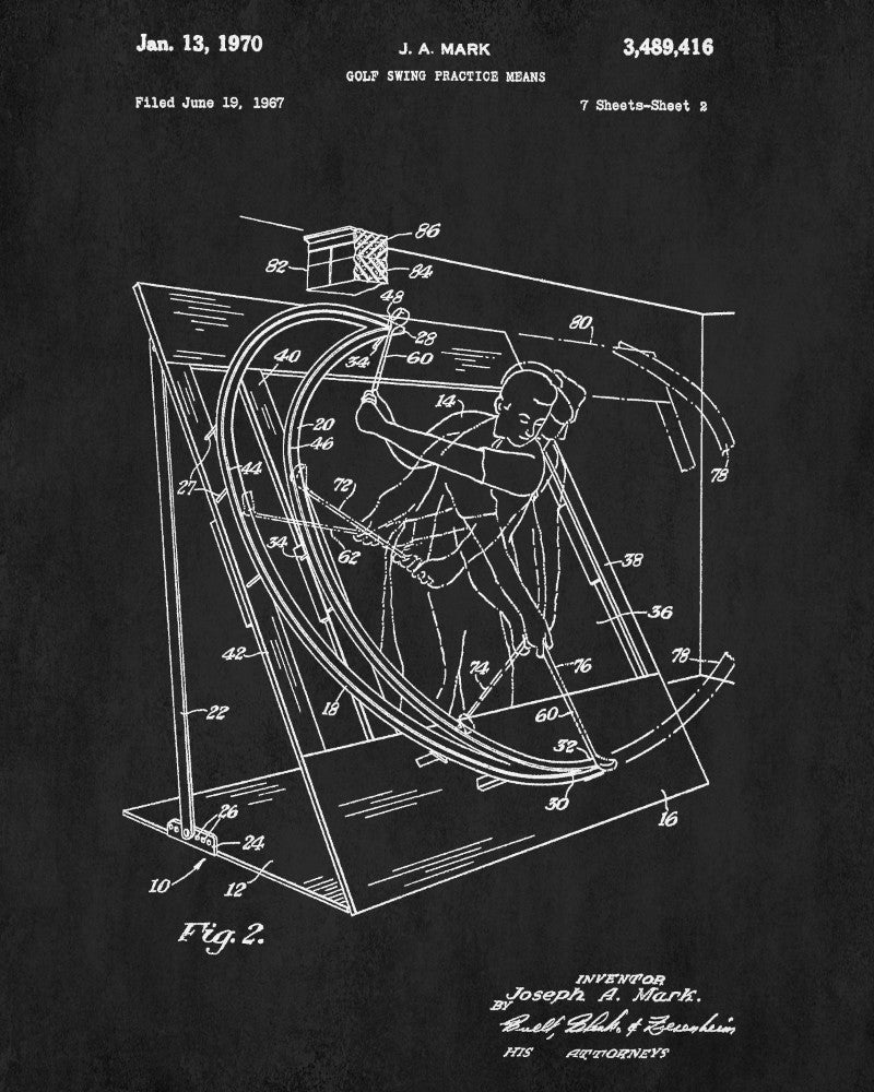 Golfing Swing Patent Print Golf Gift Golfer Poster